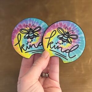 Bee Kind Tie Dye Car Coaster | Car Accessories